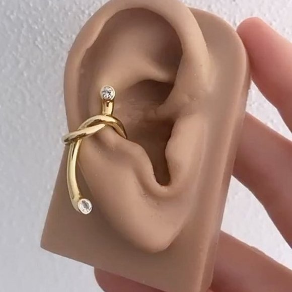 Niche Twisted Rope Knotted Zircon Earring ZB1104322 - Picture 2 of 4